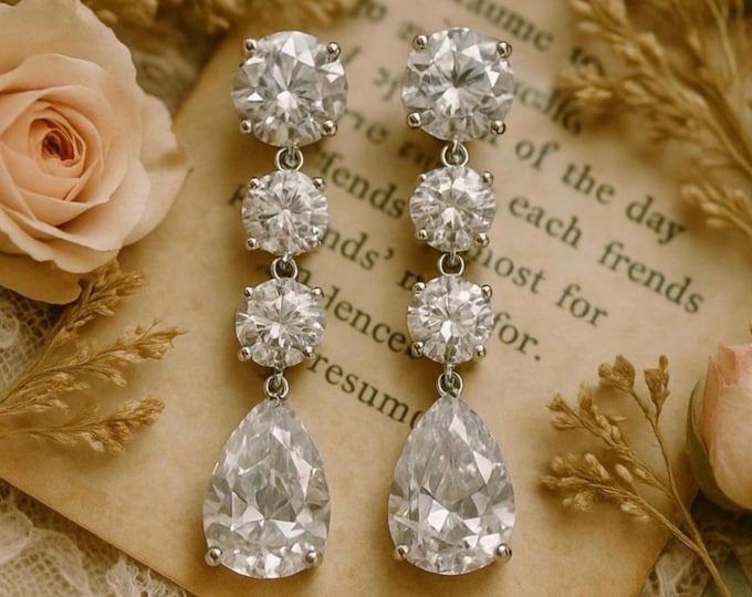 Silver CZ Dangle Earring