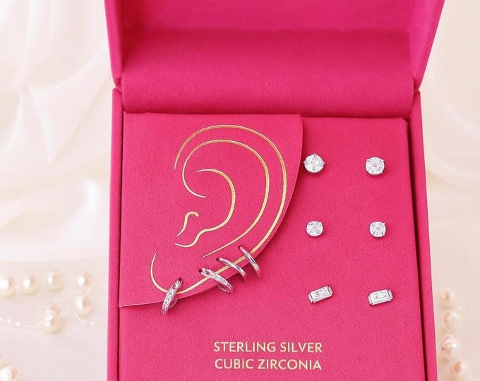 Five Sterling Silver Earring Set, Holiday Gift Special- Overstock Inventory Sale