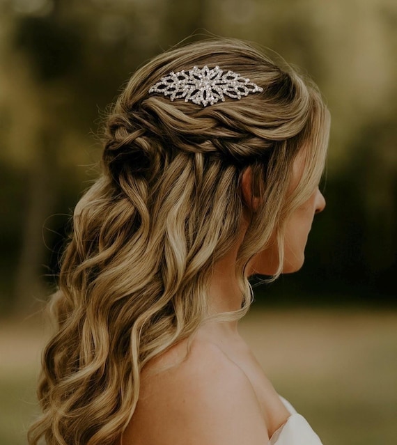 Silver Rhinestone Bridal Hair Comb – Sparkly Wedding Hair  display picture 1