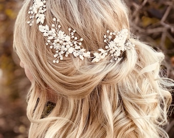 Exquisite Bridal Hair Vine, Gold Bridal Hair Accessory, Silver Bridal Hair Wreath, Rose Gold Bridal Hair Crown