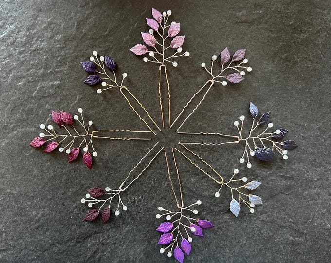 Shades Of Purple Hair Pins Custom Colors Available,  Hair Accessories For Your Bridesmaids