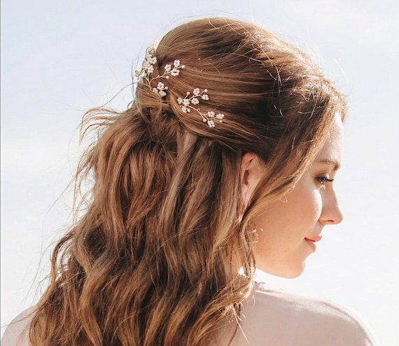 Delicate Pearl Hair Vine, Silver Hair Vine, Wedding Hair  display picture 1