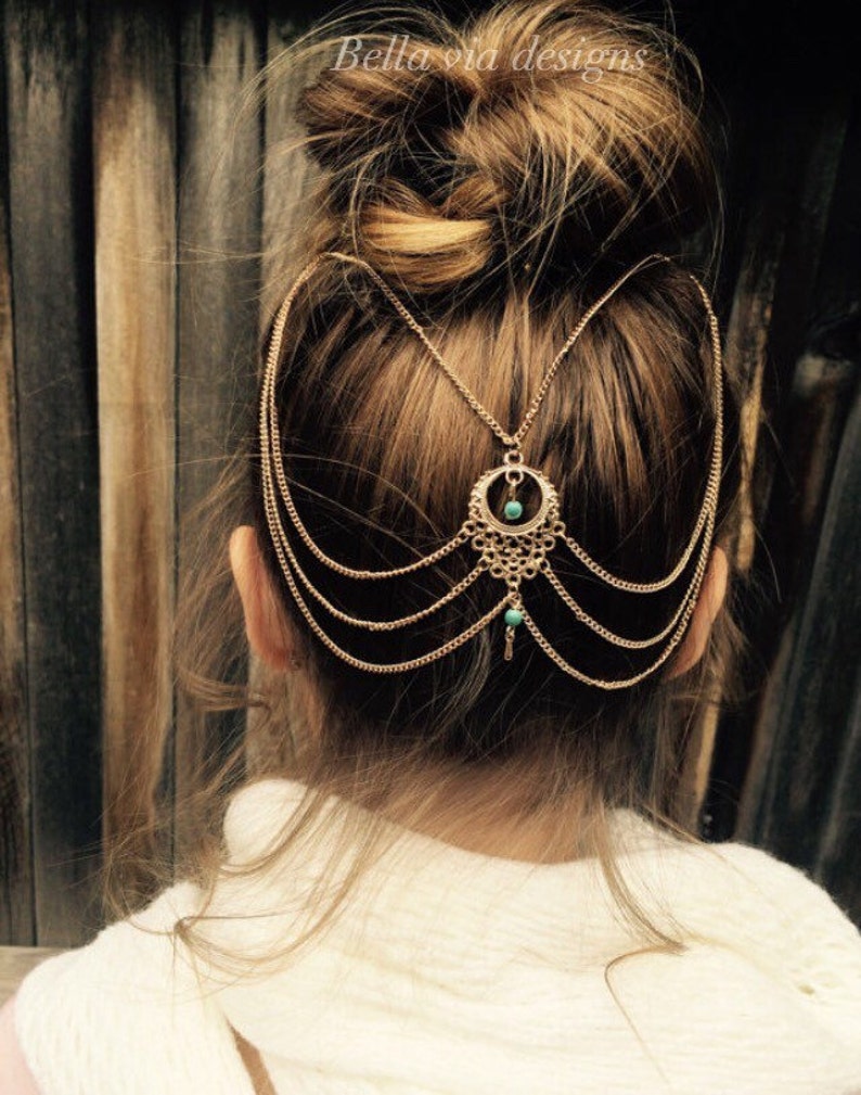 Hippie Head Piece. Hair Chain Accessory Tribal Head Accessory Silver Head Chain Gypsy Hair Chain Jewelry