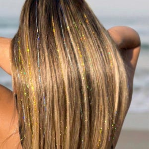 Silver Hair Tinsel: Glitter Hair Extensions, 50+ Strands - Etsy