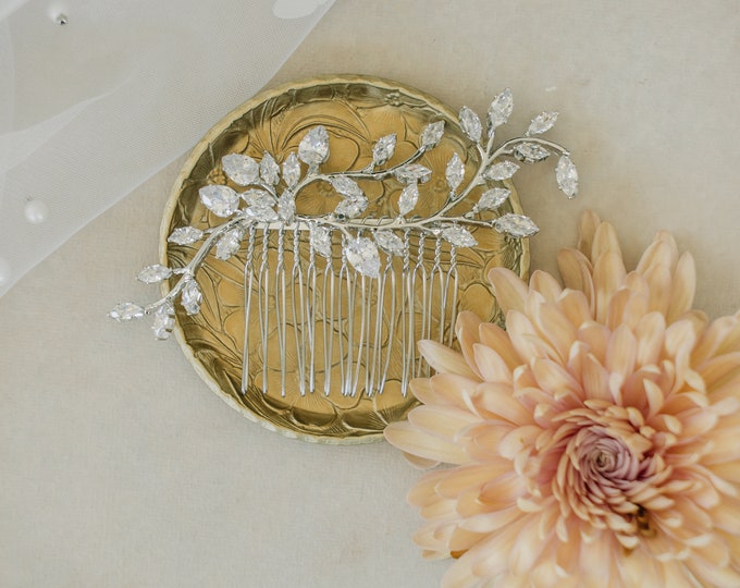 Bridal Hair Comb With Beautiful Marquis Rhinestones
