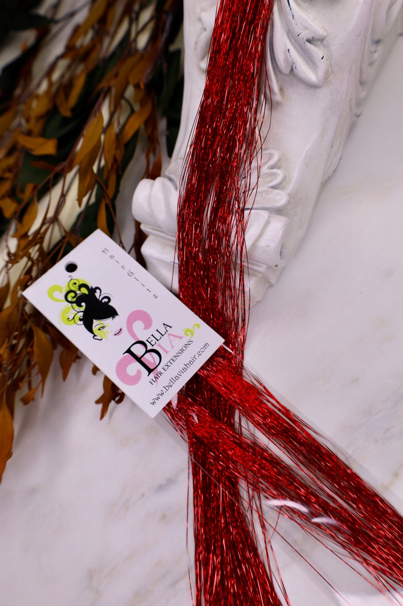 Red Hair Glitz Tinsel Hair Accessory Holiday Hair Accessory Etsy