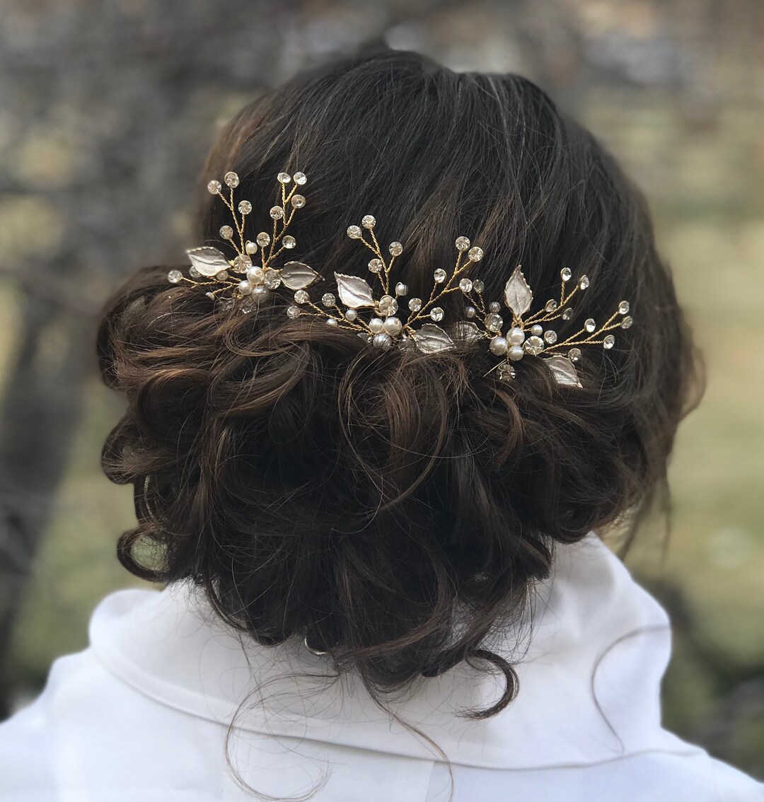 Bridal Hair Pins, Pearl Rhinestone Hair Pins, Wedding Hair  display picture 1