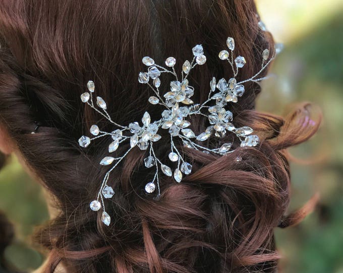 Wedding Hair Comb, Bridal Hair Comb, Silver Wedding Hair Accessory, Crystal Hair Comb, Bridesmaid Hair Accessory