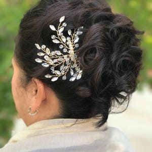 Bridal Hair Comb, Rhinestone Hair Comb, Gold Wedding Hair Accessory, Crystal Hair Comb, Bridesmaid Hair Accessory image 3