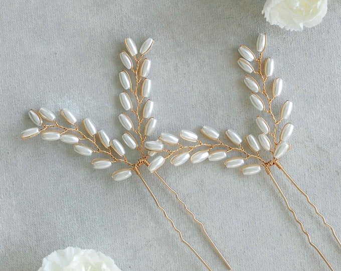 Delicate Pearl  Hair Pin Perfect Bridesmaid Hair Accessory, Gold Or Silver Finish