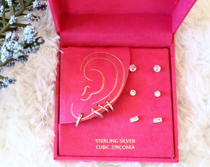 Five Sterling Silver Earring Set, Holiday Gift Special