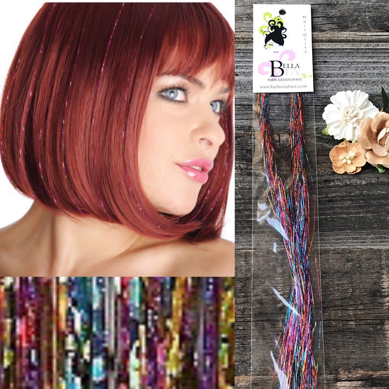 Rainbow Hair Tinsel Extensions Tinsel Summer Hair Accessory Etsy