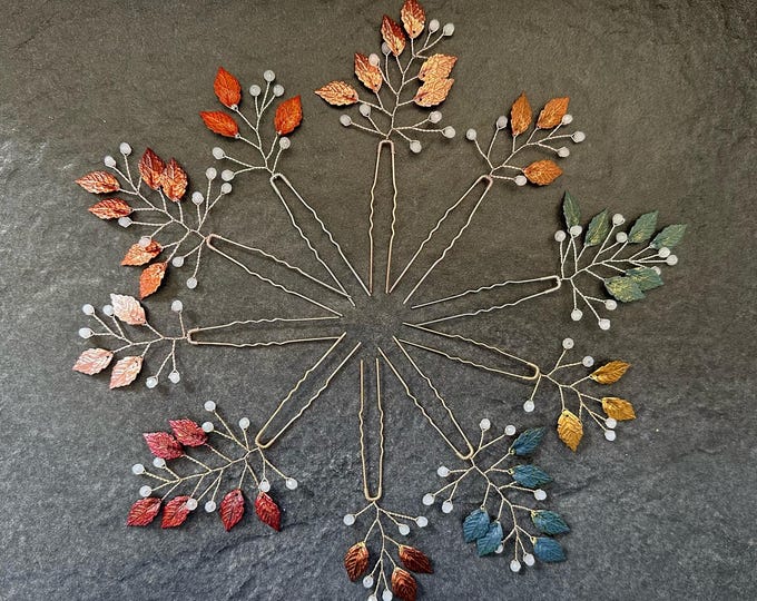 Autumn Inspired Leaf Hair Pins Custom Colors Available, Fall Collection Hair Accessories