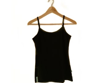 Black Merino Wool Womens Camisole | Camisole | Black Camisole | Merino Wool Base Layer | Merino Wool Vest | Merino Wool Singlet