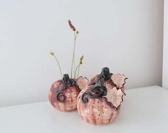 Rost Keramik Kürbisknospen Vase | Handgefertigte Herbst Keramik | Halloween-Dekor | Wabi Sabi Muster | Saisonales Wohndekor