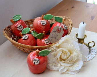 Apple Thank You Gift Teacher Gift End School Gift Friend Gift Apple Ornament Ceramic Apple