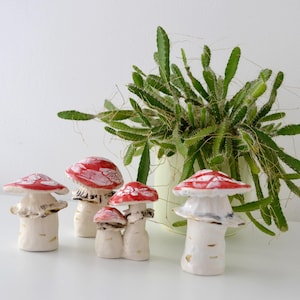 Amanita Fairy Circle Set | Handmade Pottery | Dark Academia | Cottagecore Decor | Mushroom Figurines