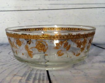 Culver Bowl, Serving Bowl, Culver Glass, Serving Bowl, Culver Glassware, Culver Valencia, 22 k gold bowl