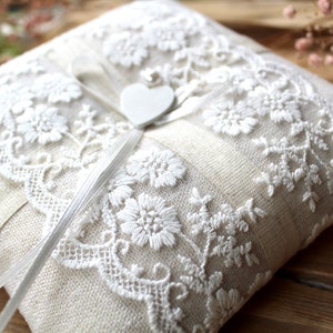Ring pillow wedding lace ring bearer pillow wedding ring pillow boho country house vintage image 6