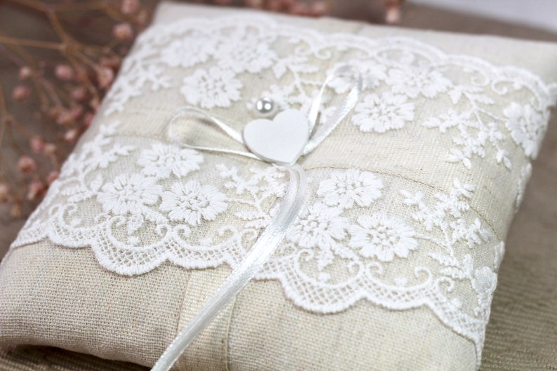 Ring pillow wedding lace ring bearer pillow wedding ring pillow boho country house vintage image 9