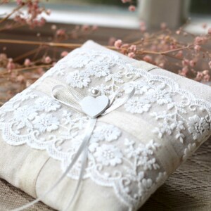Ring pillow wedding lace ring bearer pillow wedding ring pillow boho country house vintage image 5