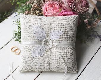 Ring pillow wedding lace ring bearer pillow wedding ring pillow pearls vintage ring bearer boho country house