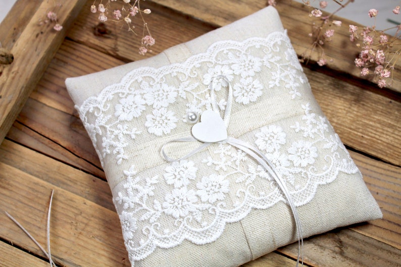 Ring pillow wedding lace ring bearer pillow wedding ring pillow boho country house vintage image 7