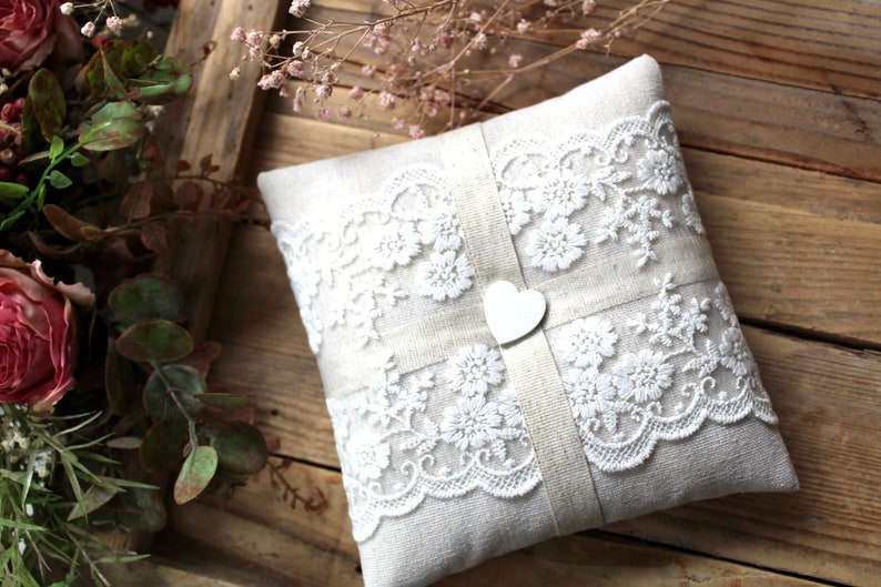 Ring pillow wedding lace ring bearer pillow wedding ring pillow boho country house vintage image 10