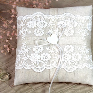 Ring pillow wedding lace ring bearer pillow wedding ring pillow boho country house vintage image 2