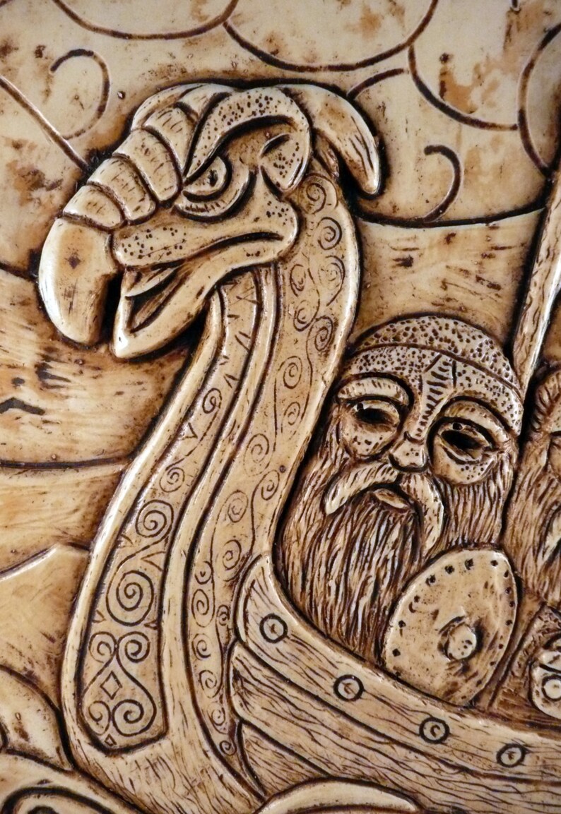 VIKING 'IVORY' PLAQUE Three Men in a Longboat Etsy