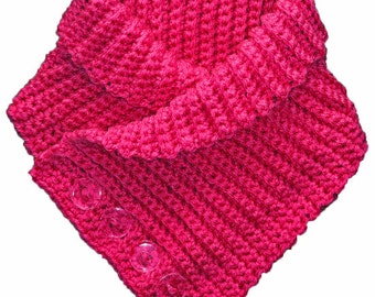 Buttoned Neck Warmer Scarflette Crochet Pattern Instructions PDF