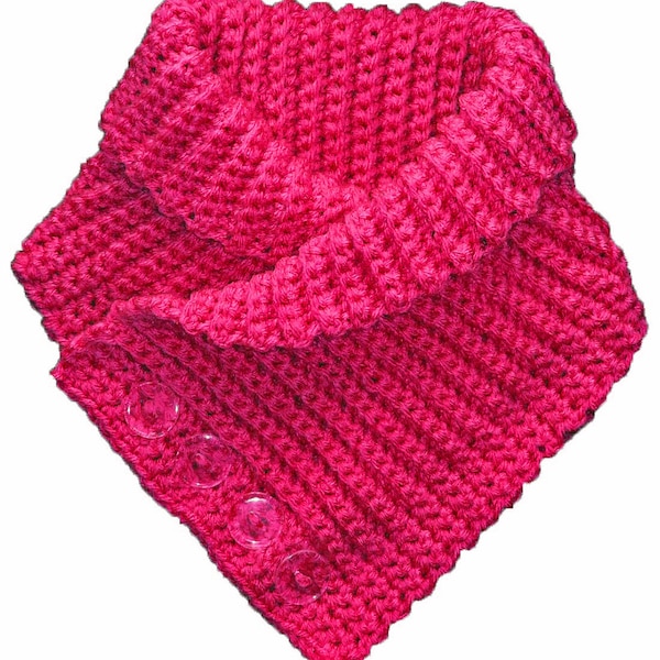 Buttoned Neck Warmer Scarflette Crochet Pattern Instructions PDF