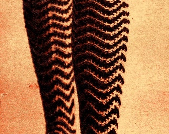 Womans Vintage Crochet Ripple Socks Pattern Instructions