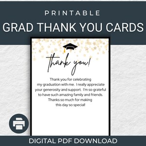 Cartões de agradecimento para formatura para impressão Cartões para festa de formatura Cartões de agradecimento para impressão em casa