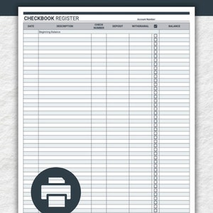 Printable Checkbook Register PDF Digital Download Prints on 8.5x11 ...