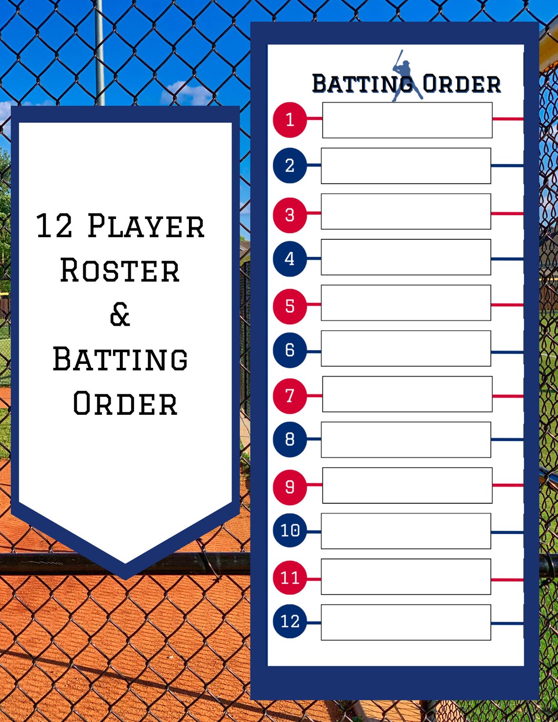 Printable Baseball Dugout Lineup Card Field Position Little Etsy