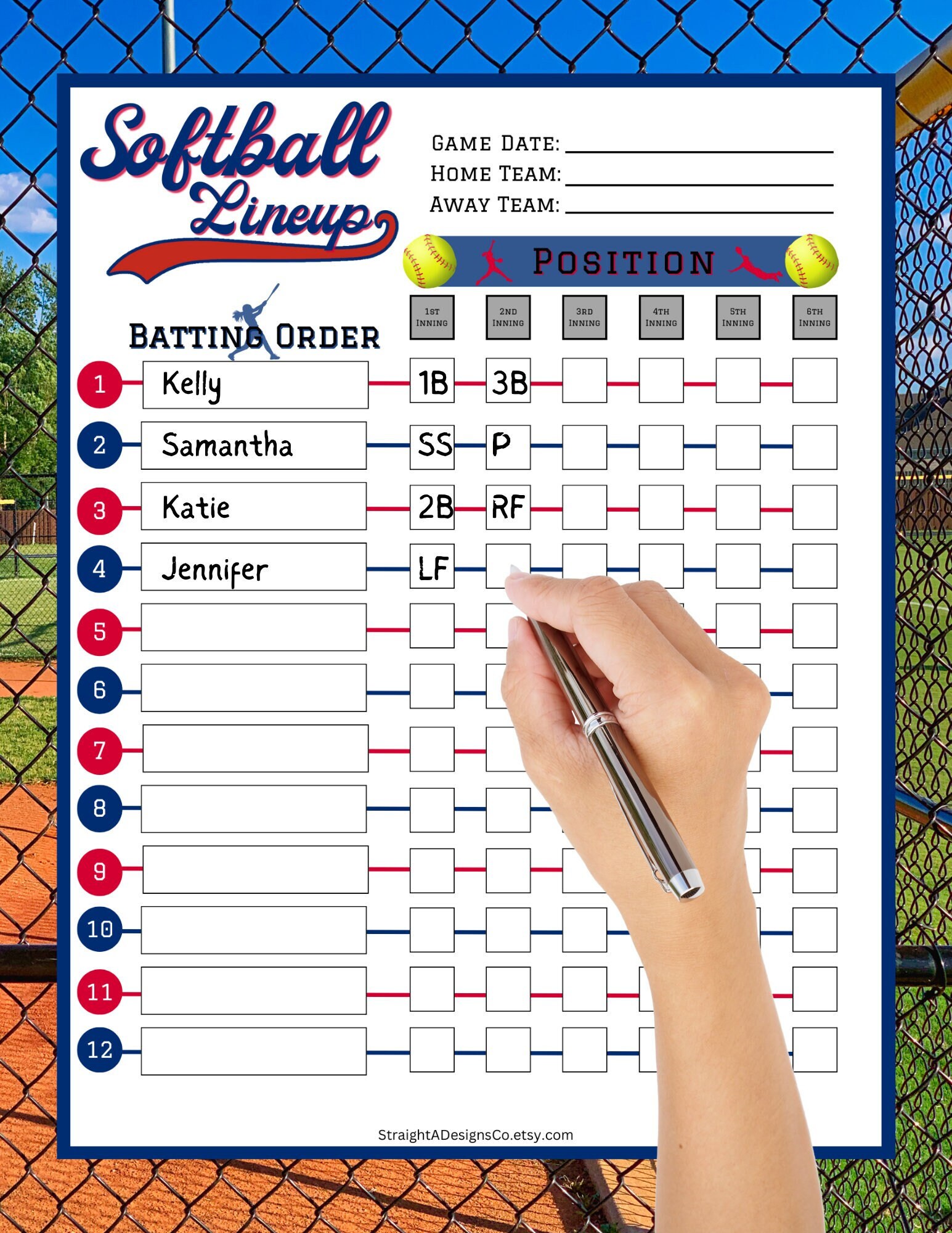 Batting Lineup Card Batting Lineup Card