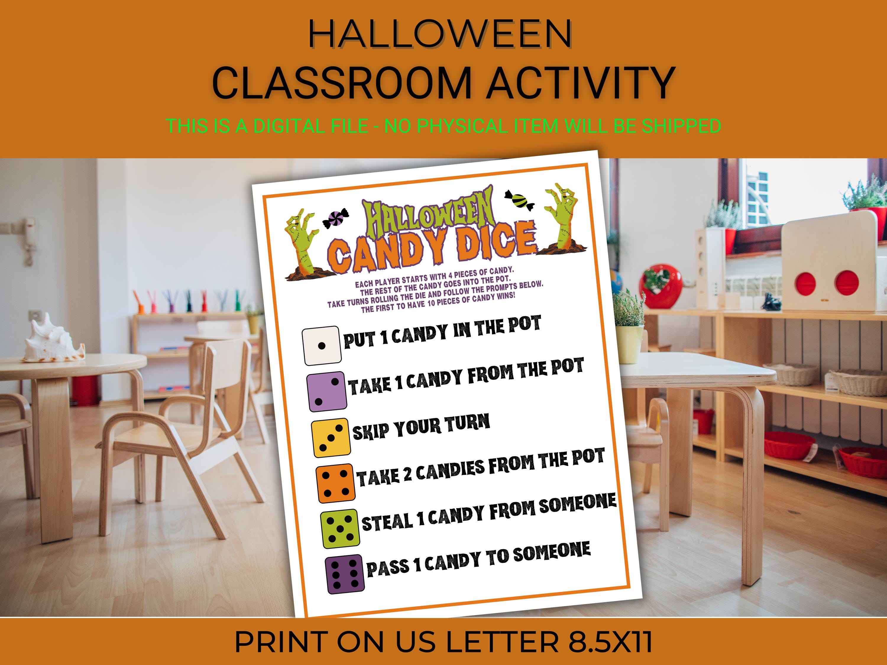 Printable Halloween Candy Dice Game Fun Halloween Games for Kids Teens ...
