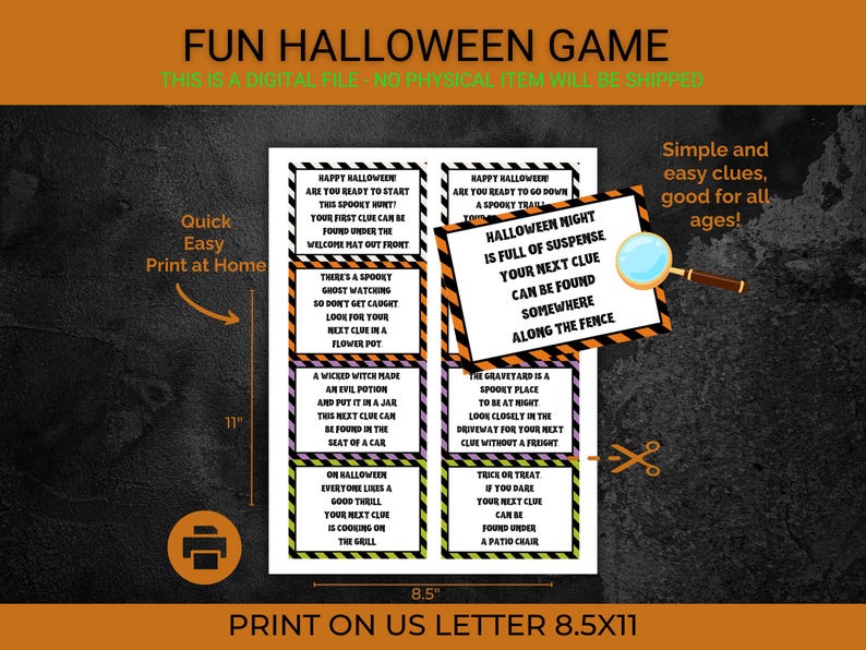 Halloween Treasure Hunt for Kids Fun Halloween Printable Game Teens ...