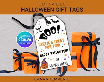 Editable Halloween Gift Tag, Printable Halloween Favor Tag, Boo Basket Gift Tag, Treat Bag Tag, Halloween Party Classroom Favor Tag, Instant