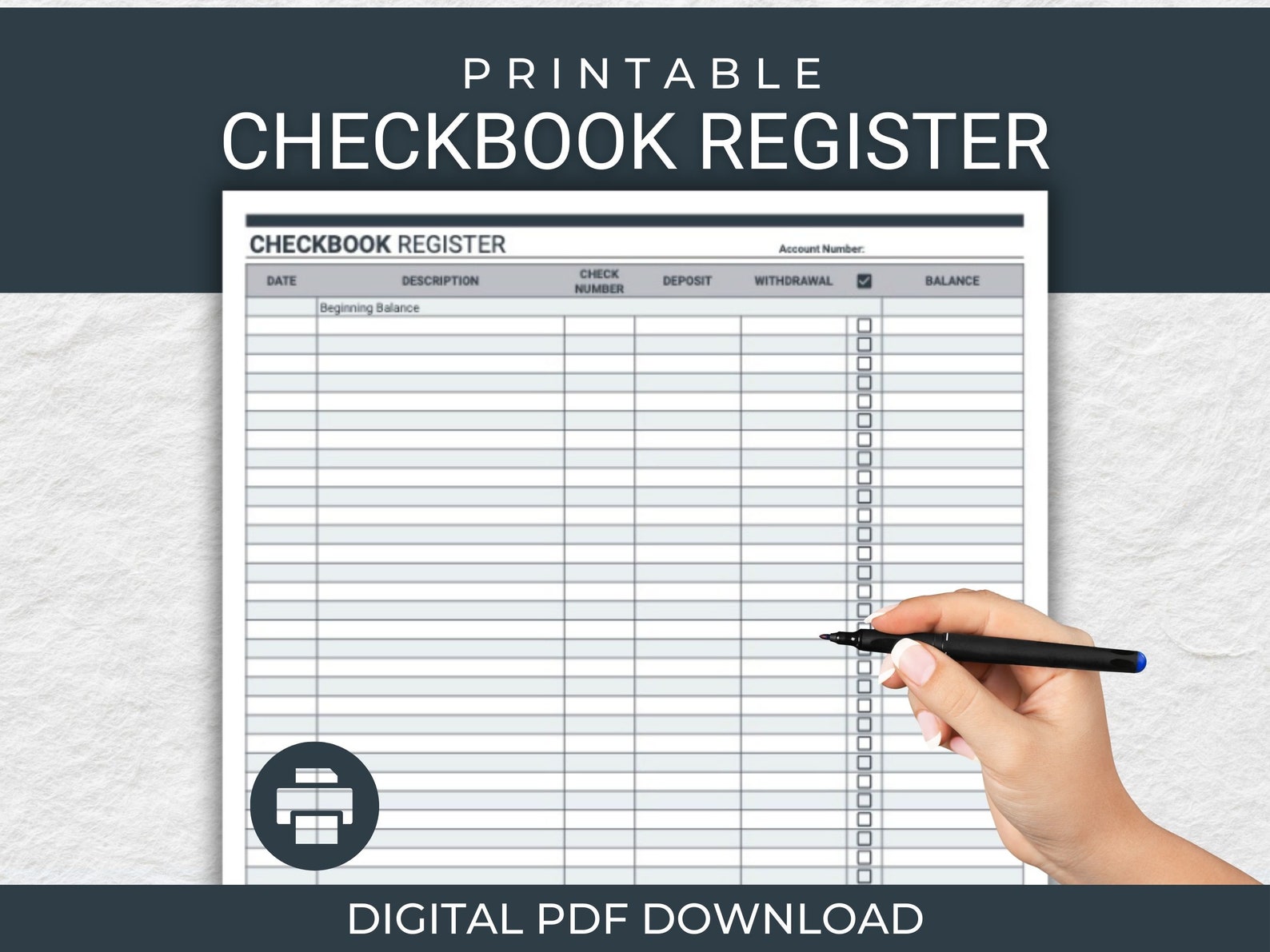 Printable Checkbook Register PDF Digital Download Prints on 8.5x11 ...