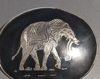 Vintage Sterling Silver Siamese Elephant Brooch