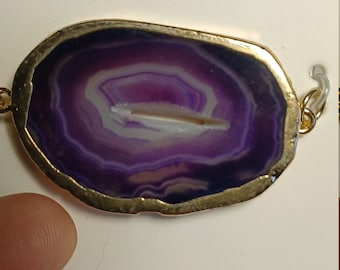 Signature Bead Landing" Purple Agate Gold Plated Pendant