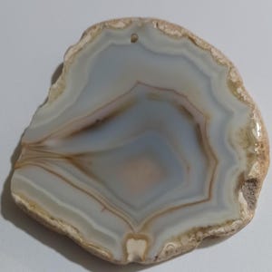 Polished Drilled Agate Gemstone Slice Pendant