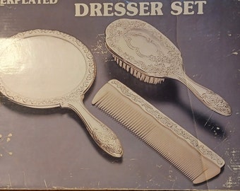 Vintage Silver Plated Dresser Set