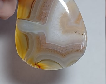 Large Polished Cream Mulit-Color Agate Pendant