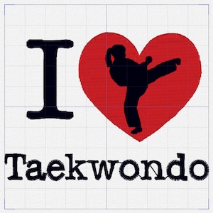 I Love Tae Kwon Do Mädchen Stickdatei Design Emblem