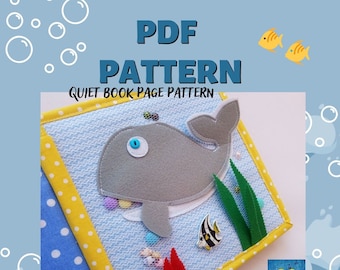 Whale Quiet Book Page PDF Pattern,  Free svg files, Sensory toys, Felt Busy Book, Toddler book, Activity Book. Fabric quiet book, Ukraine