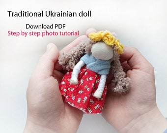 PDF PATTERN Motanka doll, Traditional Ukrainian doll  photo instruction, download PDF , Step by step photo tutorial, Ukraine Small folk doll