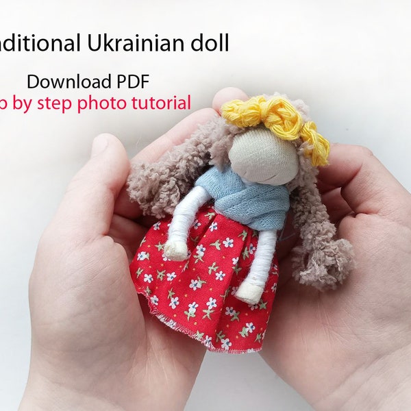 PDF PATTERN Motanka doll, Traditional Ukrainian doll  photo instruction, download PDF , Step by step photo tutorial, Ukraine Small folk doll